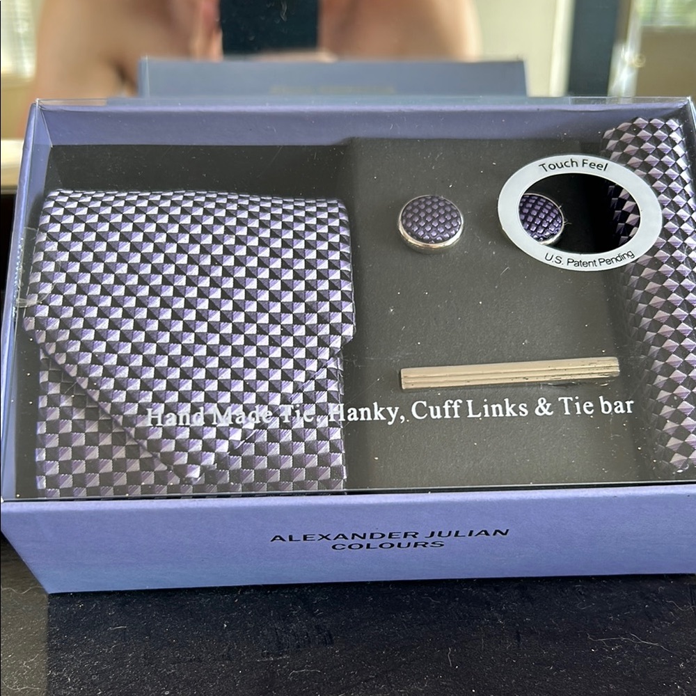 Alexander Julian Purple Checkered Tie Set